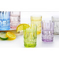 Haonai Break-resistant Glass 150/170ml Water Cup Tumbler - Set of 6 in 6 Assorted Colors Sprayed Color Glass Cup Set Drinkware